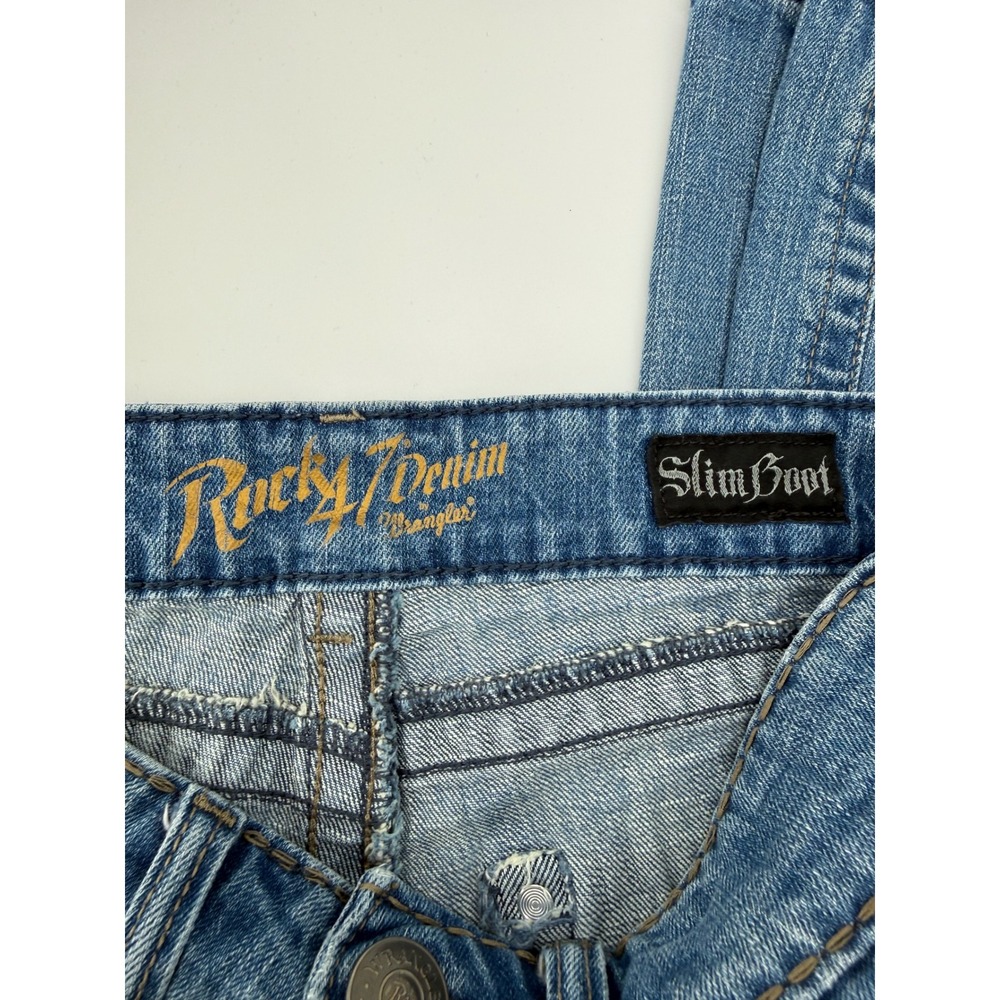 Wrangler Rock 47 Jeans Mens 30 Blue Slim Boot Western Denim Pants - Picture 5 of 11